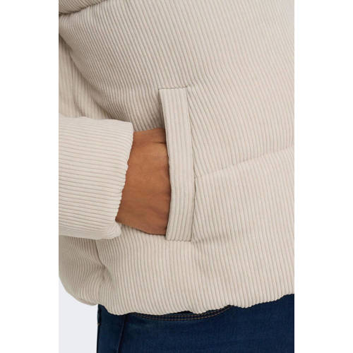 ONLY corduroy gewatteerde jas met textuur ecru afbeelding