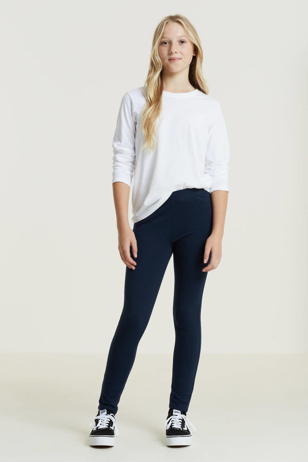 Donkerblauwe meisjes anytime legging van katoen met elastische tailleband