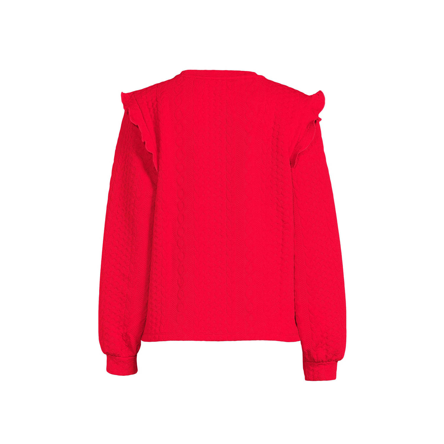 VERO MODA sweater VMNANA met ruches rood
