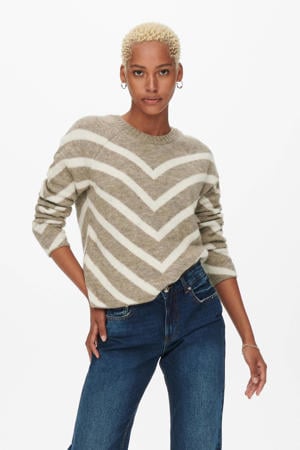 gebreide trui ONLELIZA met all over print beige/ecru