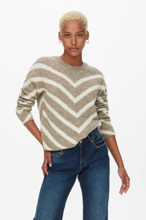 gebreide trui ONLELIZA met all over print beige/ecru