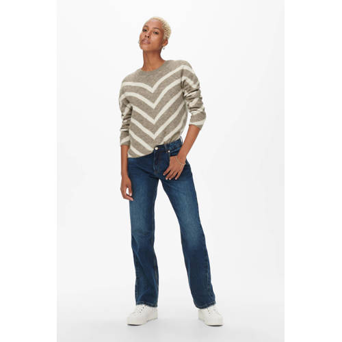 ONLY gebreide trui ONLELIZA met all over print beige/ecru afbeelding