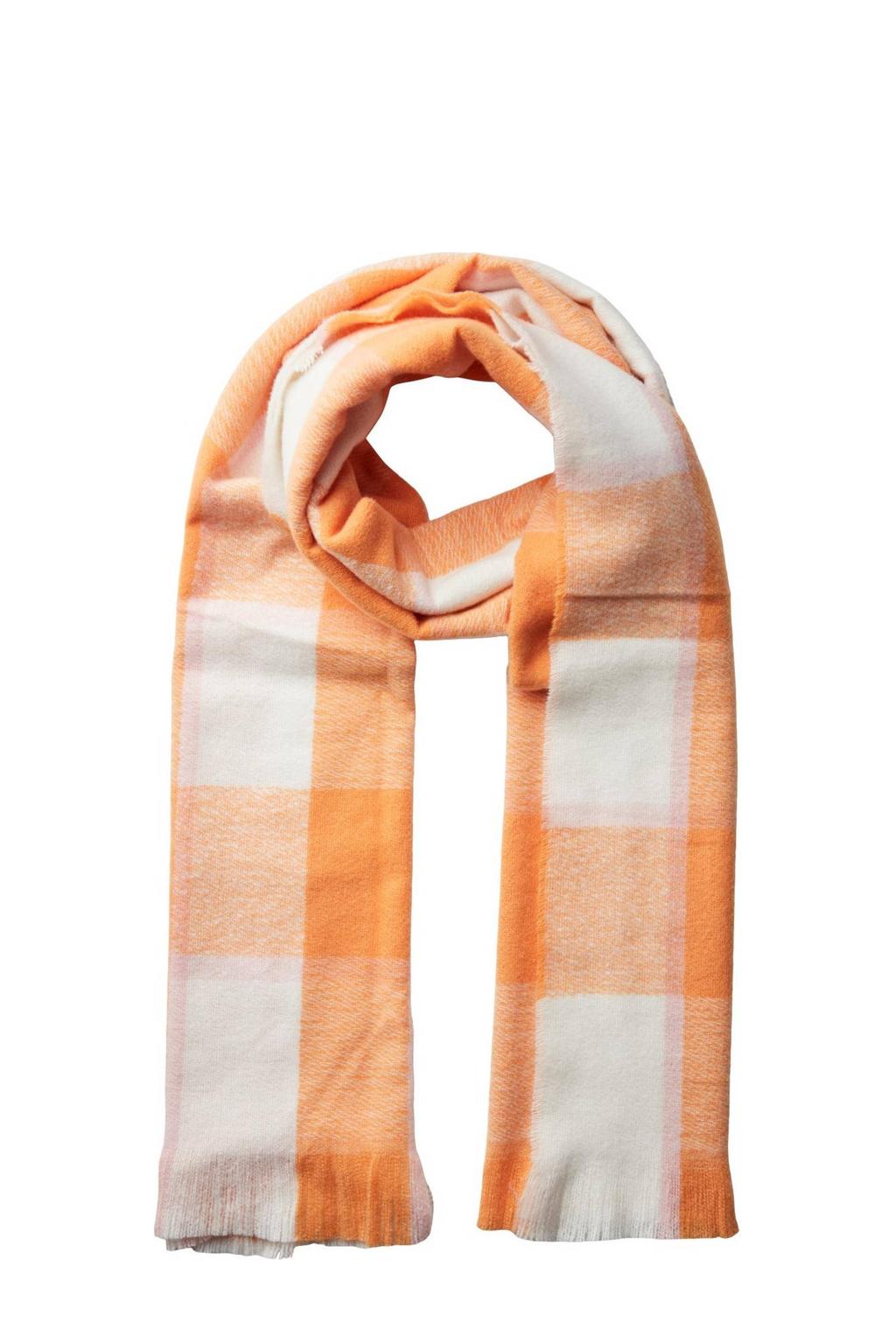 PIECES geruite sjaal PCJULA oranje/wit
