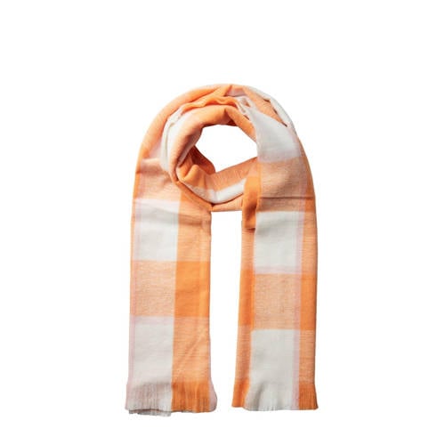 PIECES geruite sjaal PCJULA oranje/wit