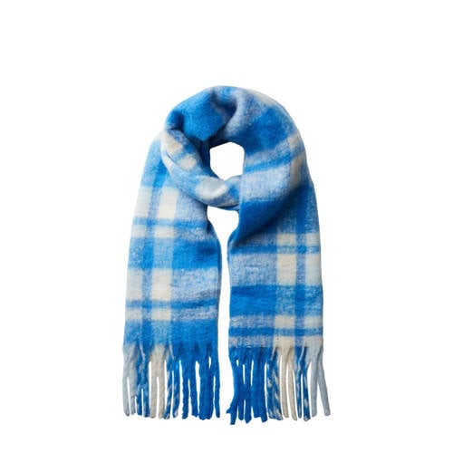 PIECES geruite sjaal met franjes PCJULIETA blauw/ecru afbeelding