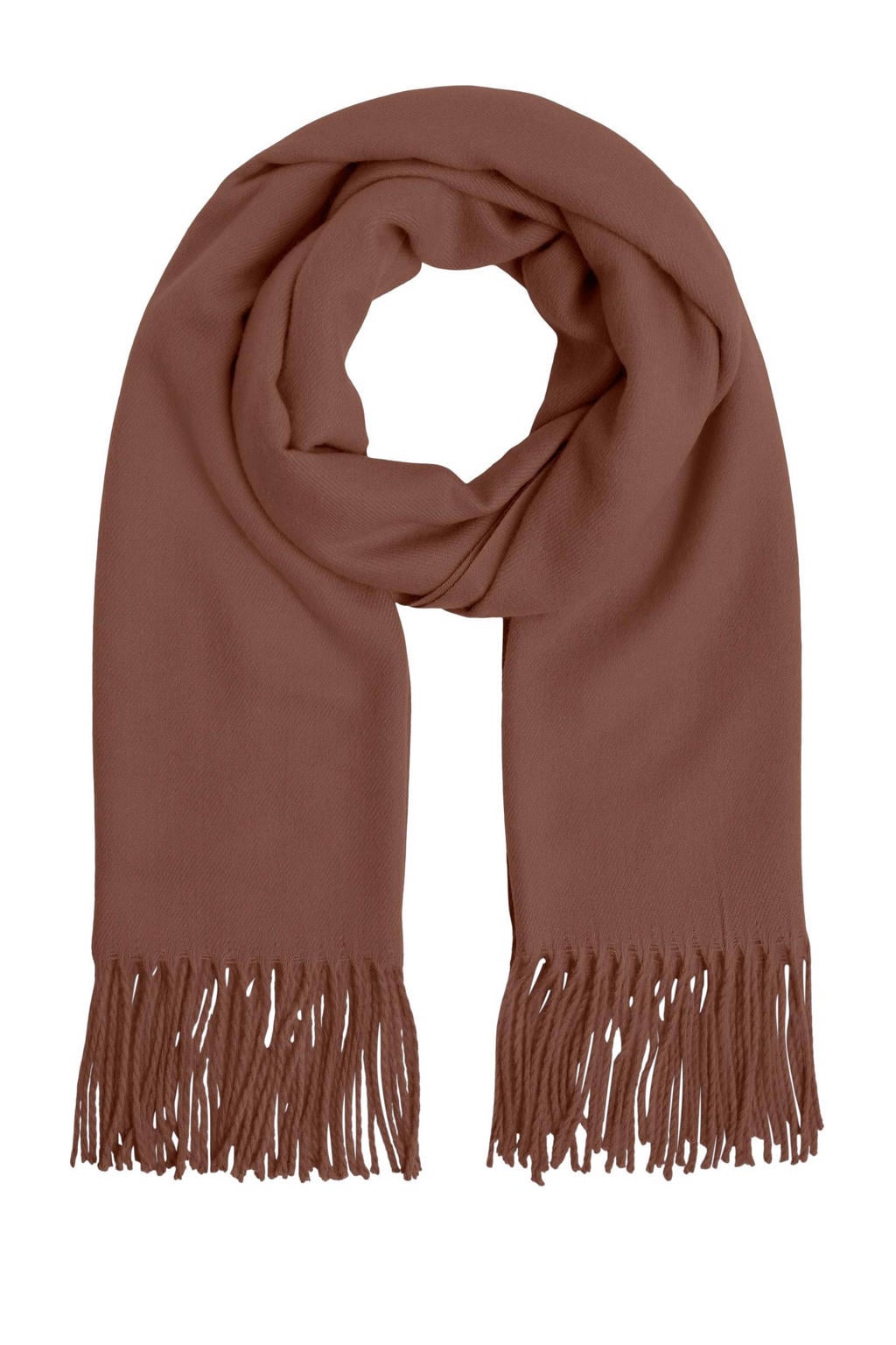 OBJECT sjaal OBJMARILYN met franjes bruin