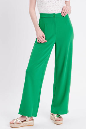 high waist wide leg pantalon groen