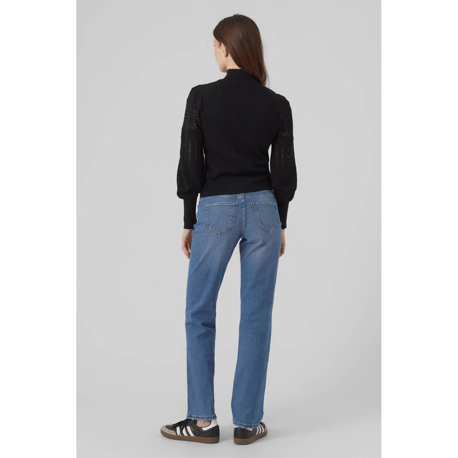 VERO MODA gebreide trui VMFELIPA van polyester zwart