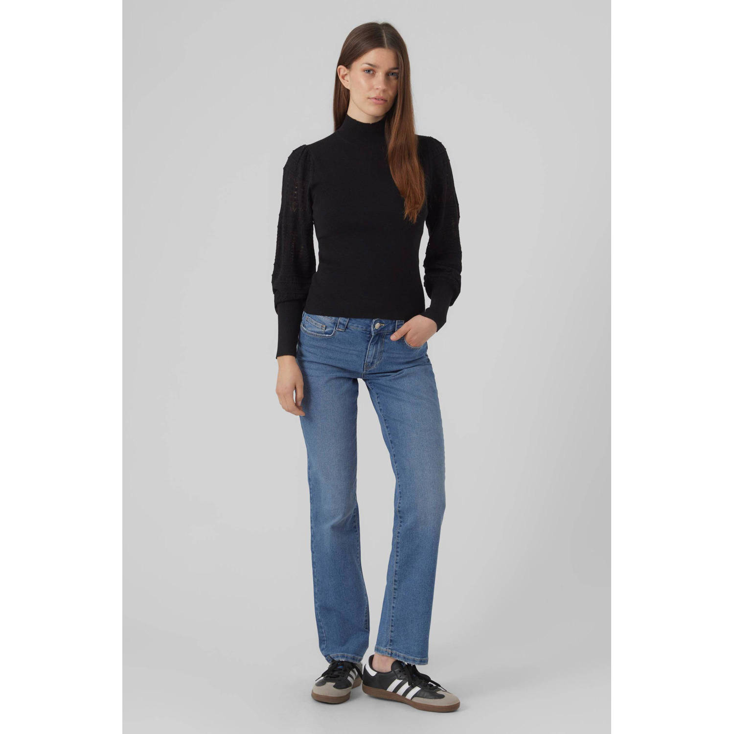 VERO MODA gebreide trui VMFELIPA van polyester zwart