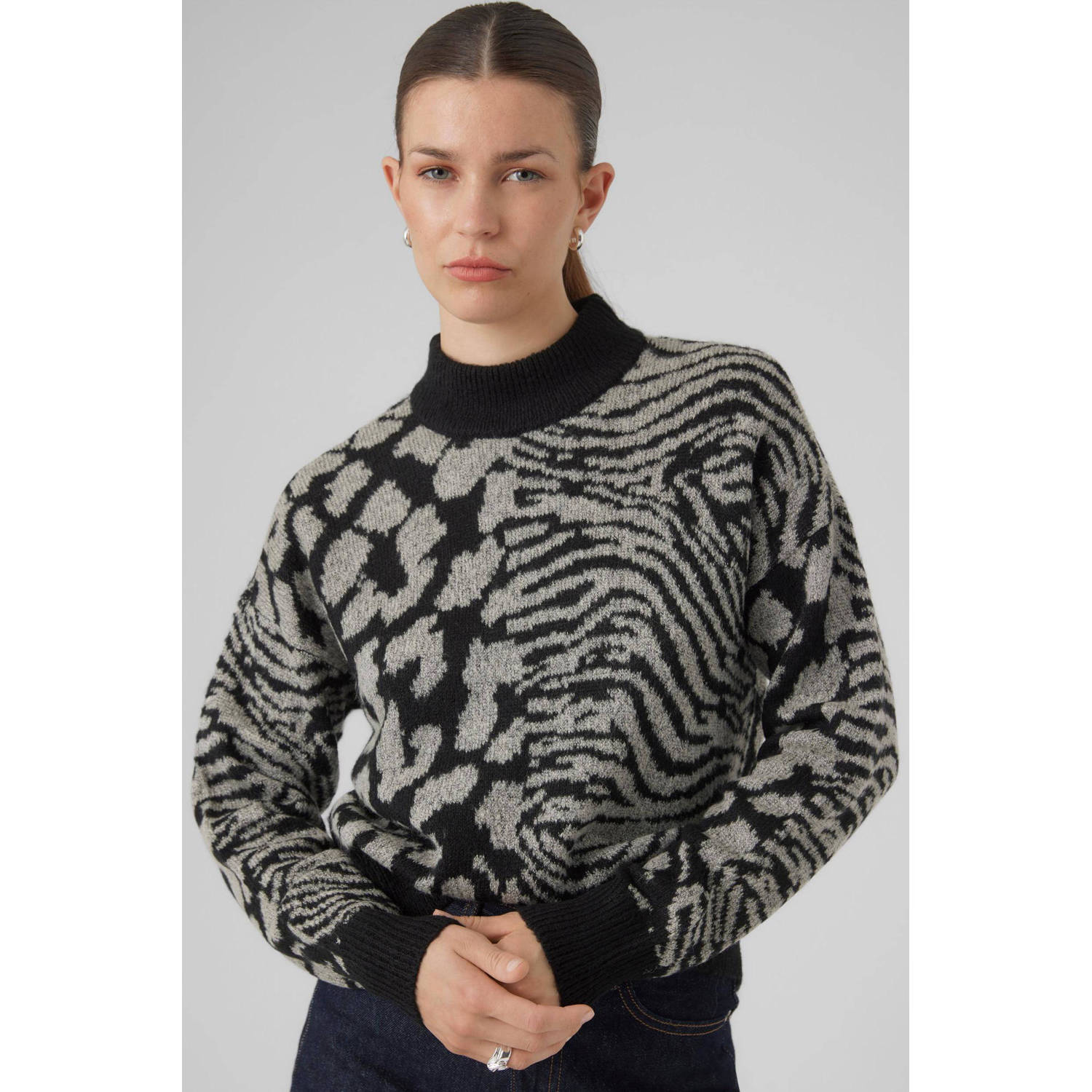 Vero Moda Gebreide trui VMVERA ANIMAL LS HIGHNECK PULLOVER BF