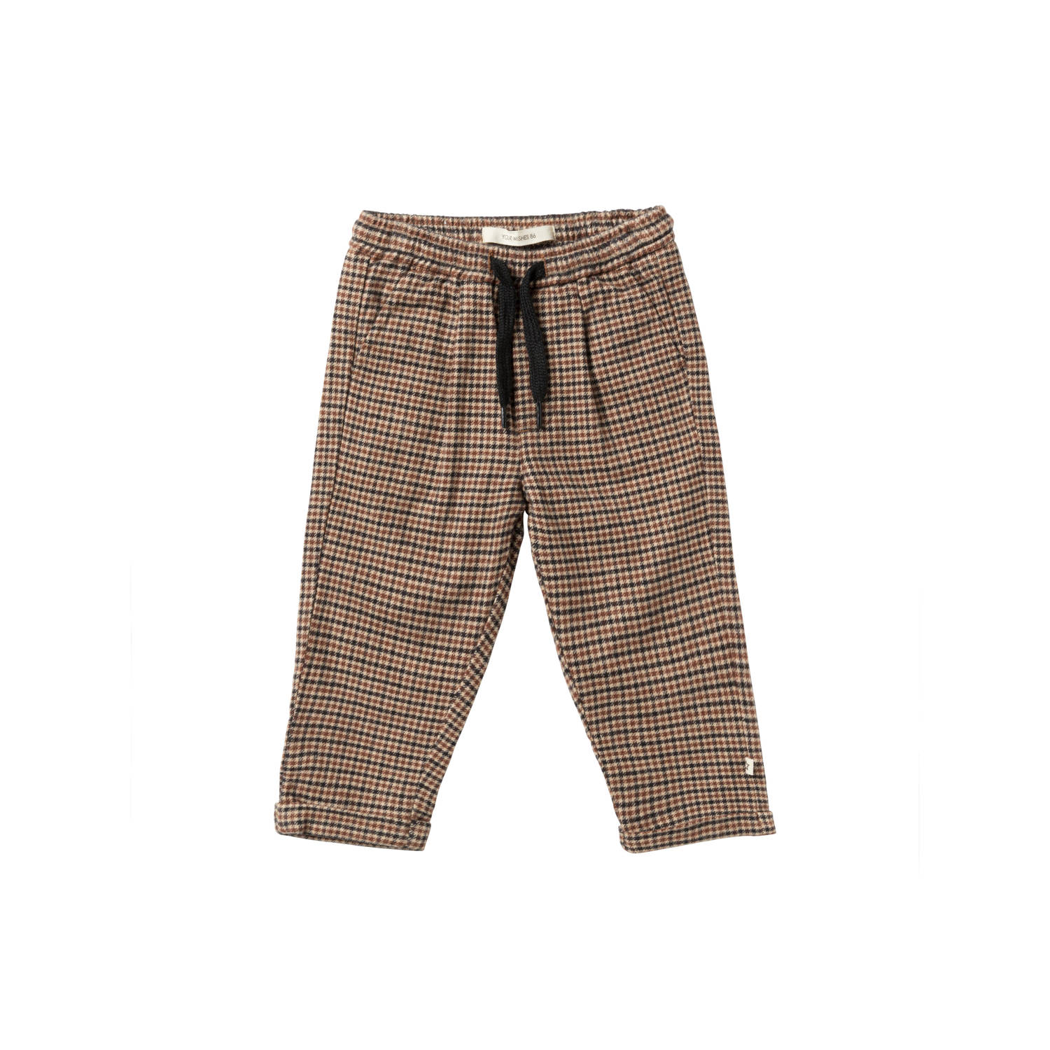 Your Wishes geruite slim fit broek Hidde bruin zwart Jongens Stretchkatoen 110 116