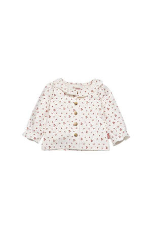 baby blouse met all over print en ruches wit