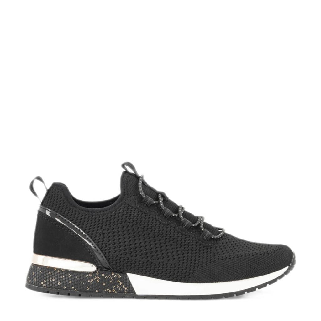 Zwarte dames Graceland sneakers van textiel met elastische veters