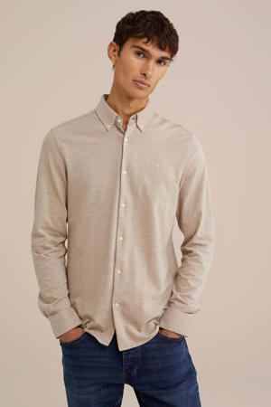 Tall fit casual overhemd beige