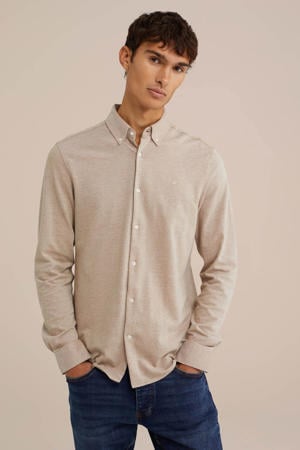 Tall fit casual overhemd beige