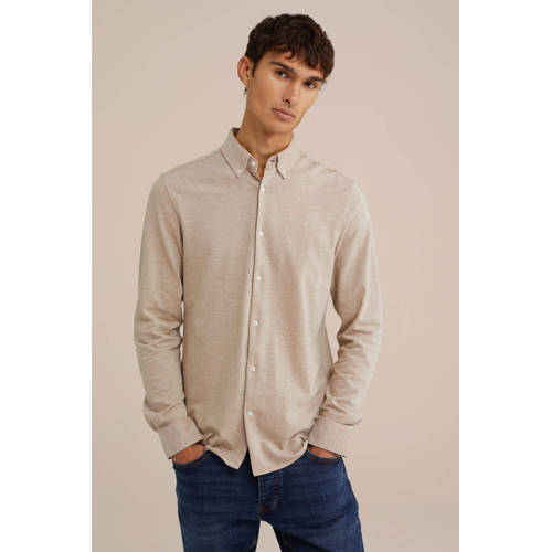 WE Fashion Tall fit casual overhemd beige afbeelding