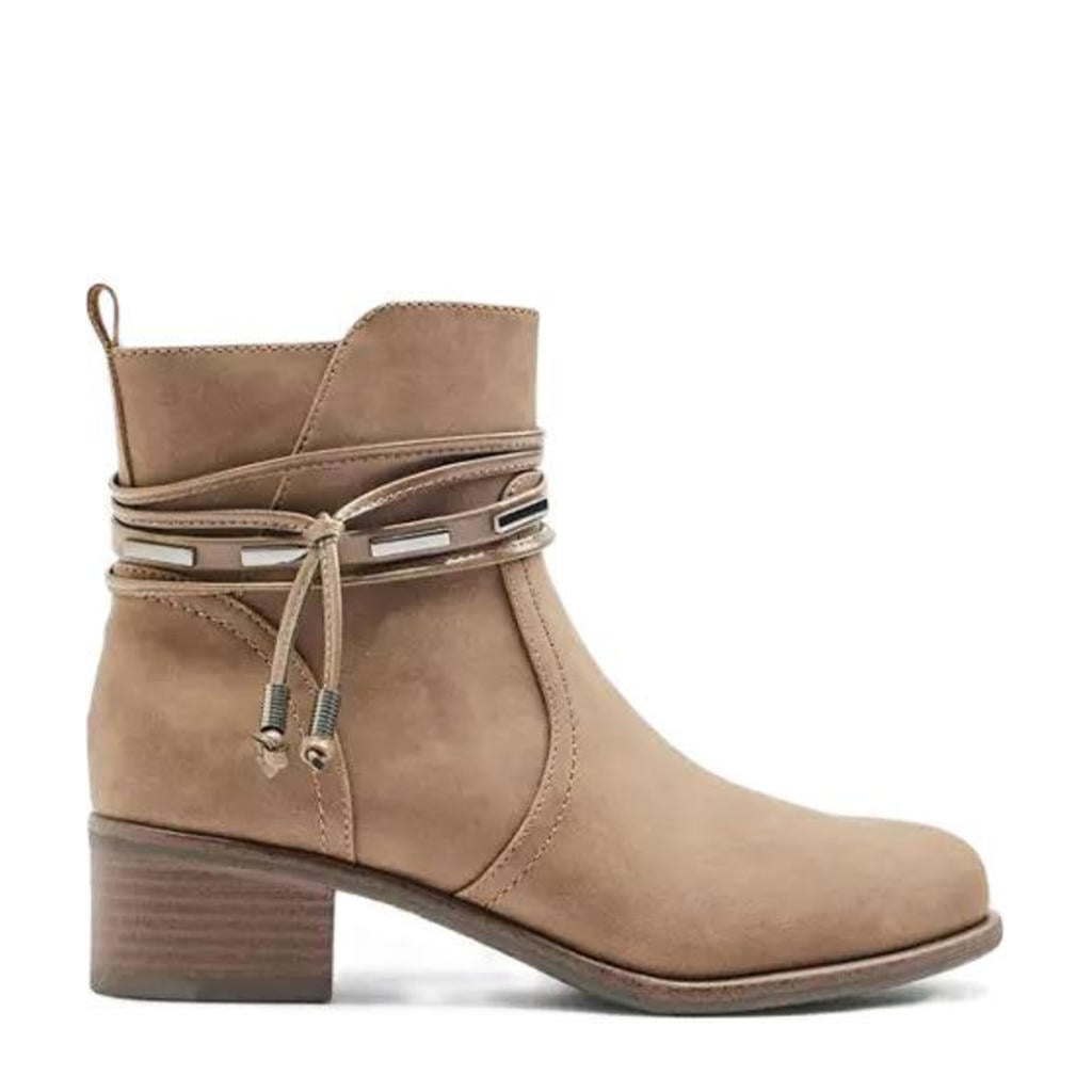 Taupe dames Graceland enkellaarzen van rubber/imitatie leer met ritssluiting
