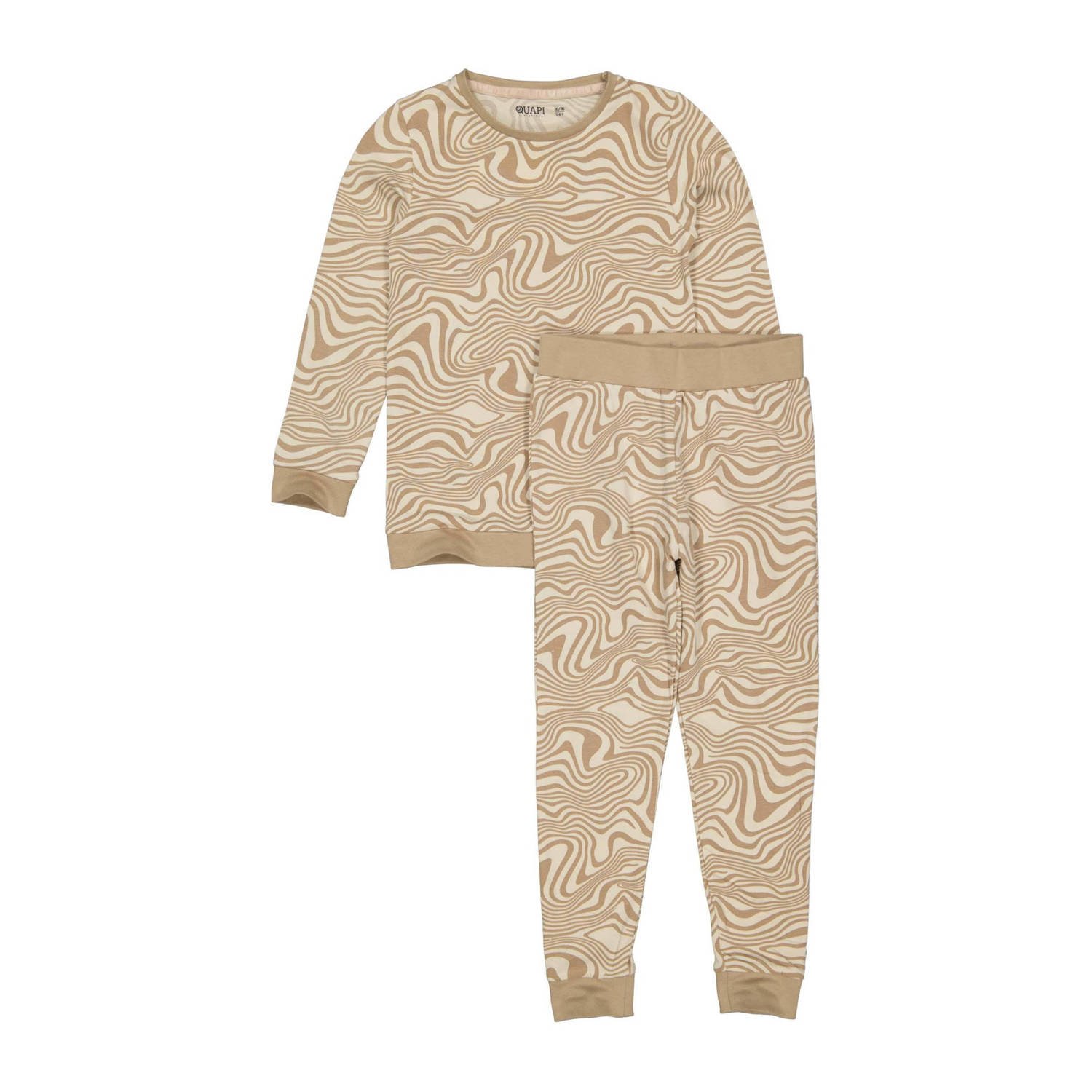 Quapi pyjama PUCK met all over print beige Jongens Stretchkatoen Ronde hals 110 116