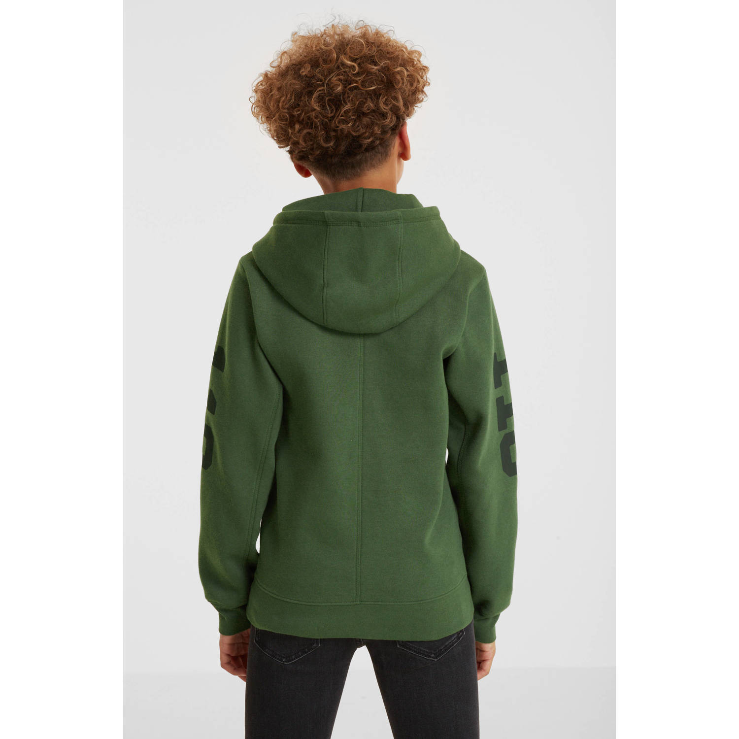anytime hoodie met tekstopdruk khaki