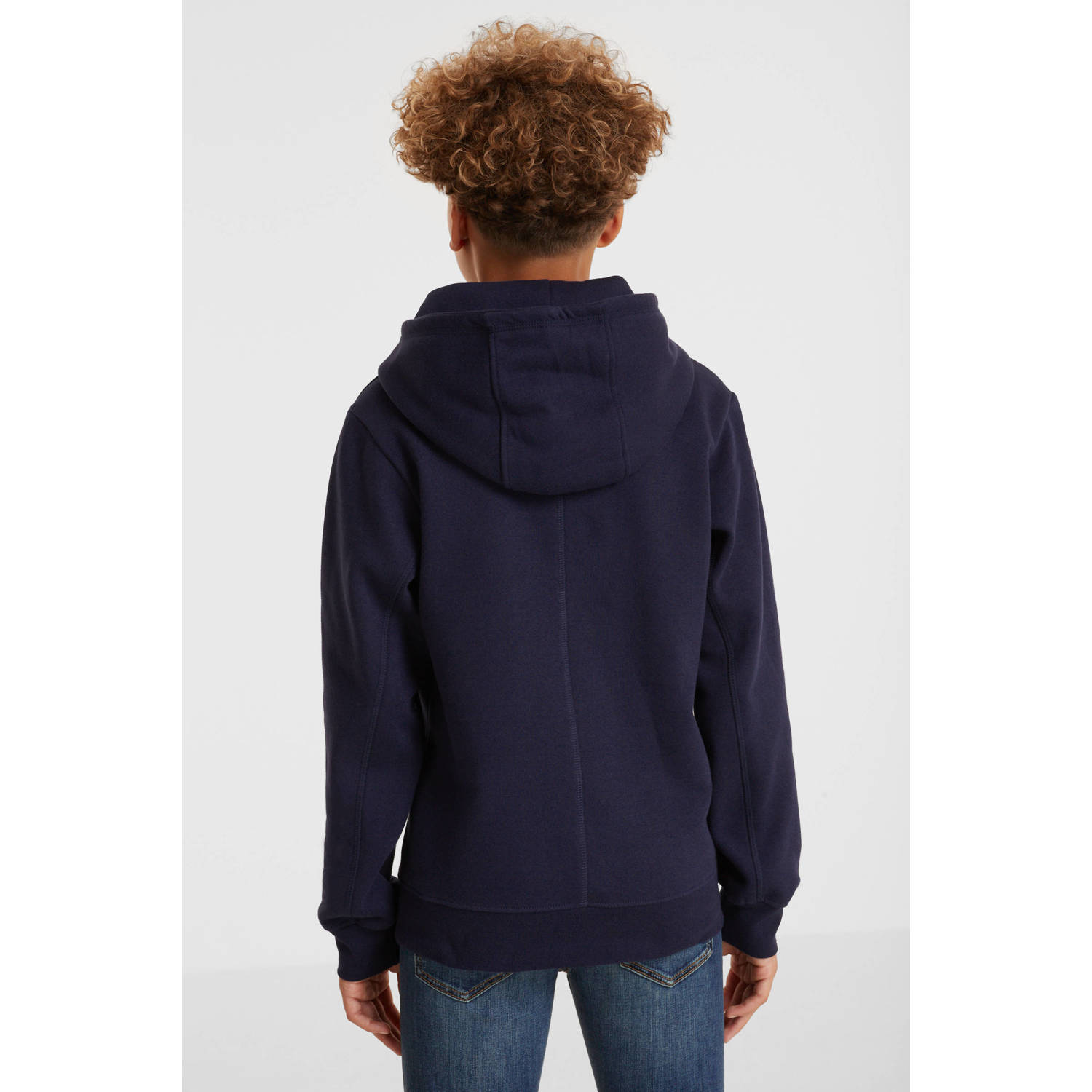 anytime hoodie met tekstopdruk donkerblauw