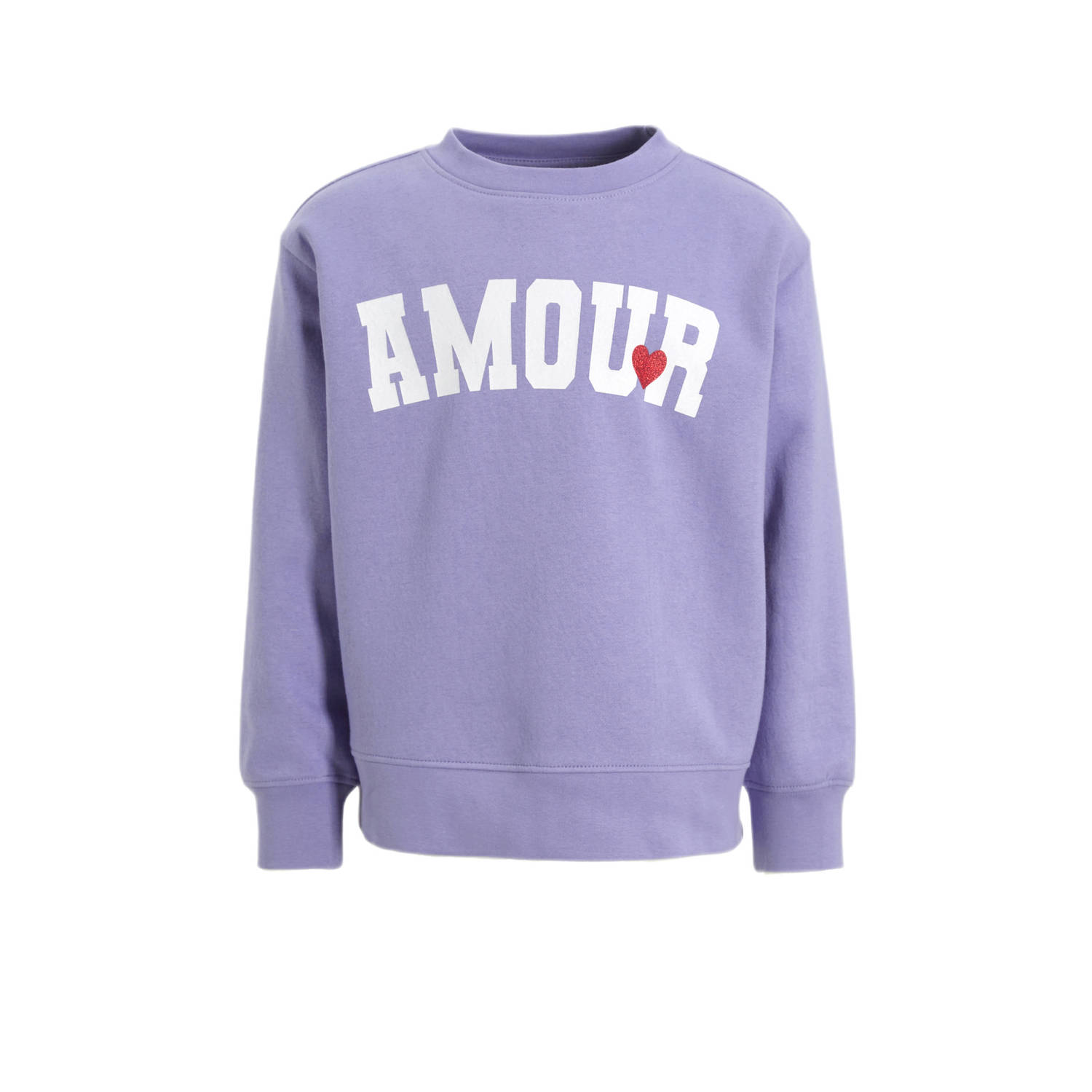 anytime sweater met tekstopdruk lila
