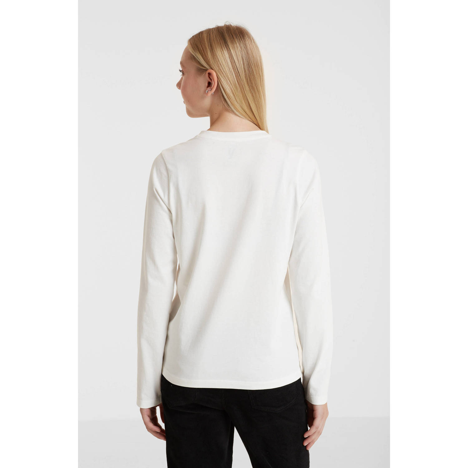 anytime longsleeve met tekstopdruk wit