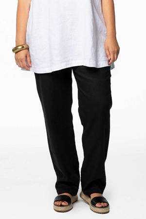 linnen loose fit broek zwart