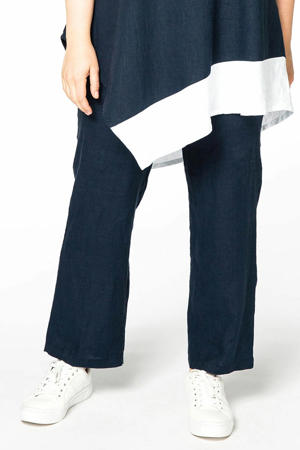 linnen loose fit broek blauw