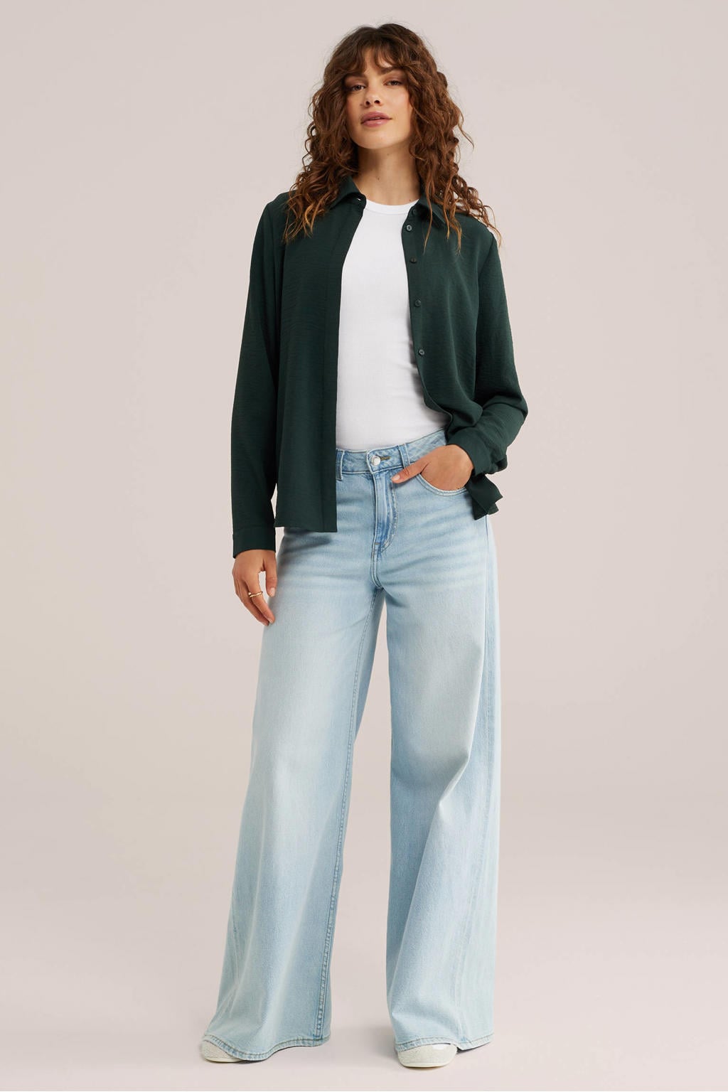 WE Fashion blouse van polyester groen