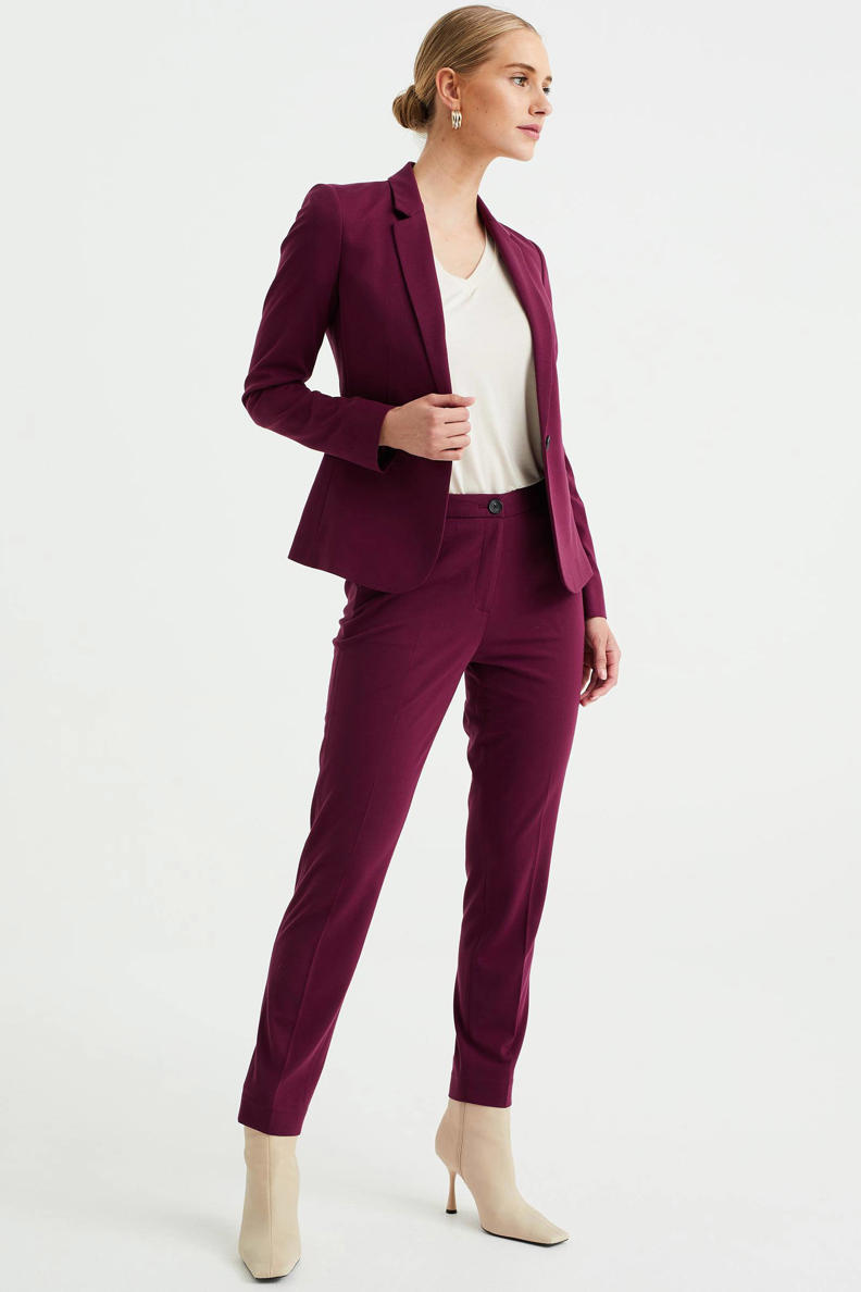 WE Fashion jersey getailleerde blazer bordeaux rood wehkamp