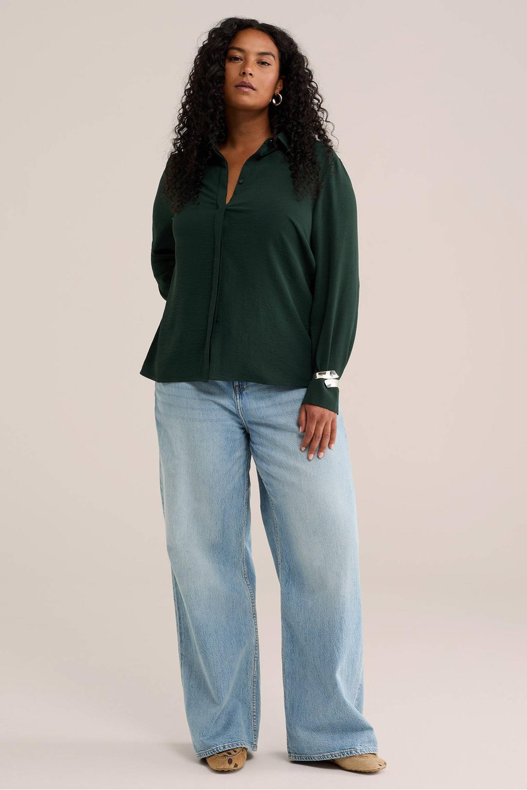 WE Fashion Curve blouse donkergroen