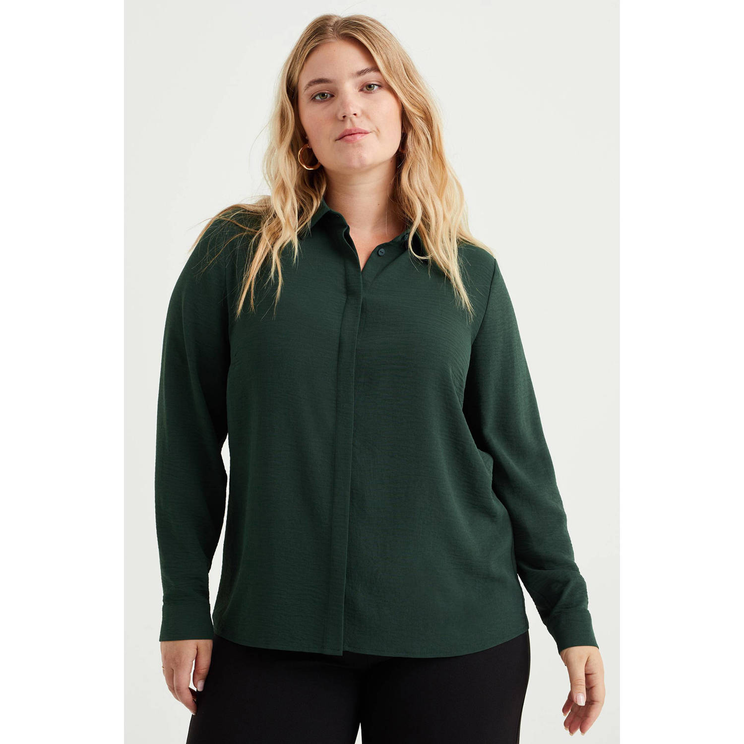 WE Fashion Curve blouse donkergroen