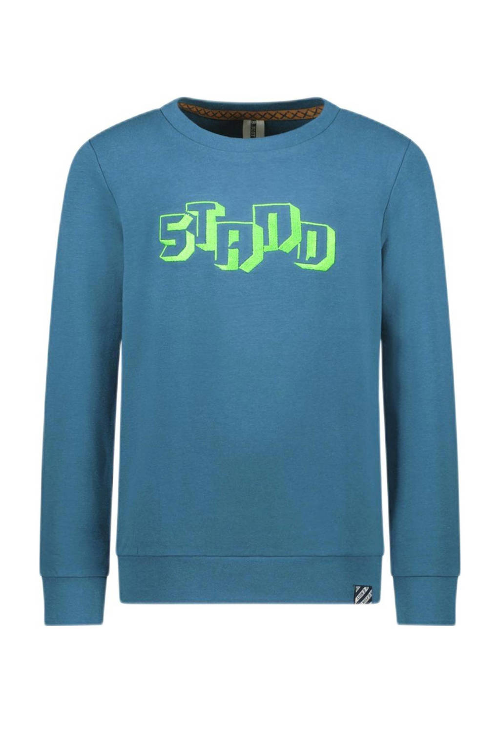 sweater B.BOLD met printopdruk turquoise