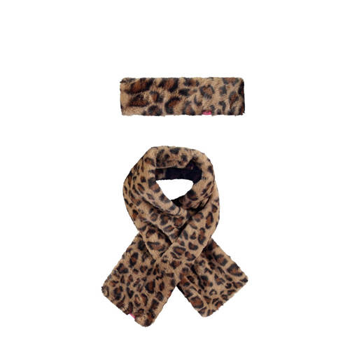 B.Nosy imitatiebont sjaal + hoofdband met panterprint bruin afbeelding