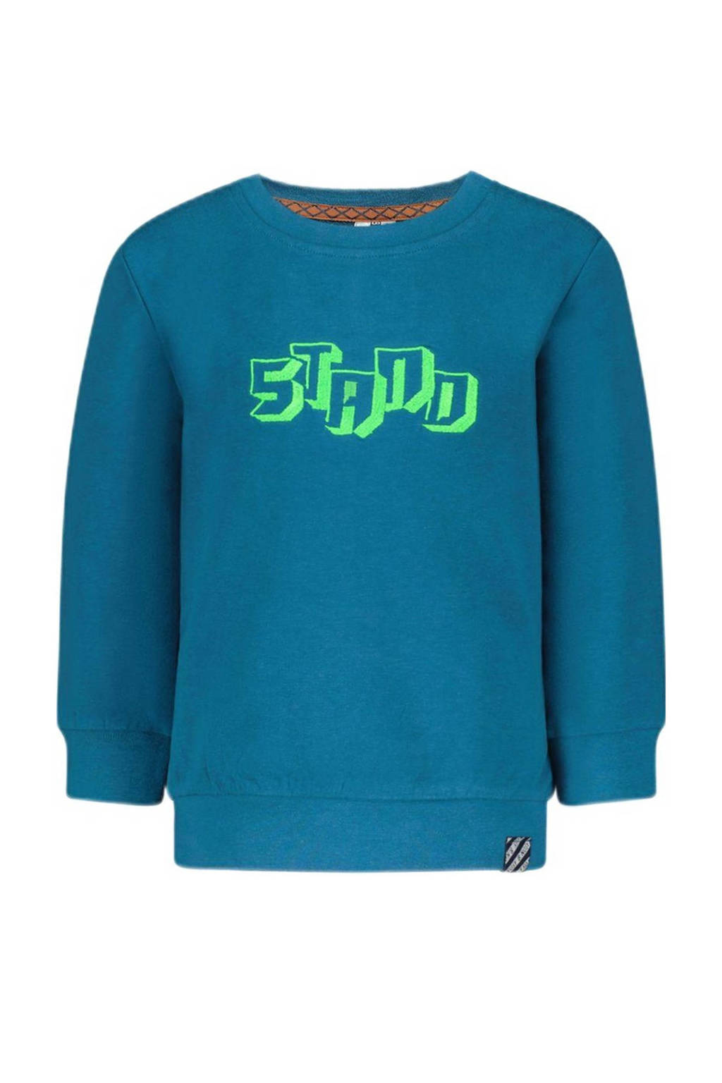 baby sweater B.BOLD met printopdruk turquoise