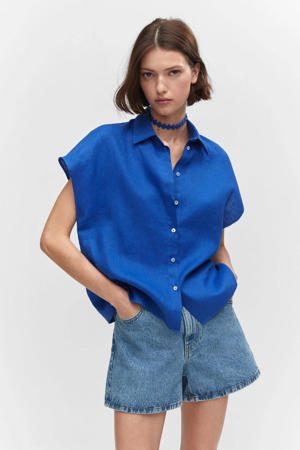 linnen blouse blauw