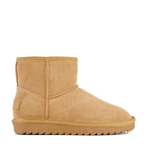   gevoerde suède enkelboots camel