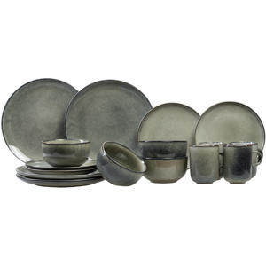 Serviesset Meridian - Groen/Blauw 16-delig / 4 personen - 4 dinerborden, 4 ontbijtborden, 4 kommen en 4 kopjes