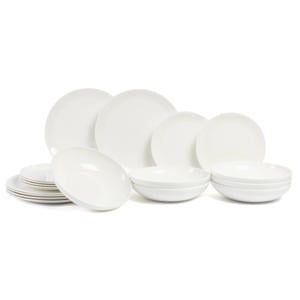 Serviesset A Table - Wit 18-delig / 6 personen - 6 dinerborden, 6 ontbijtborden en 6 diepe borden