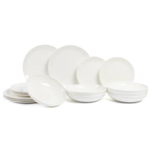 Serviesset A Table - Wit 18-delig / 6 personen - 6 dinerborden, 6 ontbijtborden en 6 diepe borden
