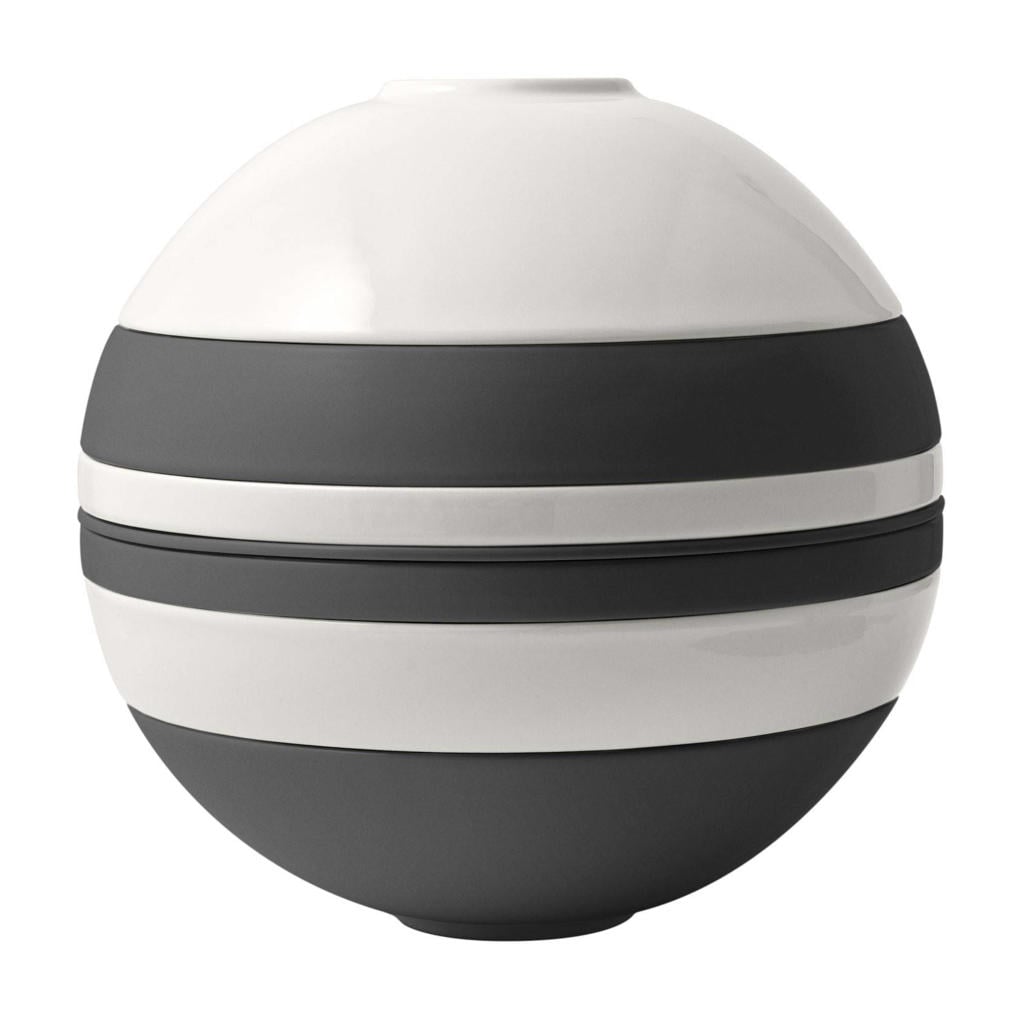 Villeroy & Boch Serviesset La Boule - Zwart / Wit 7-delig / 2 personen - 2x kom, 2x schaal, 2x universeel bord, 1x serveerschaal