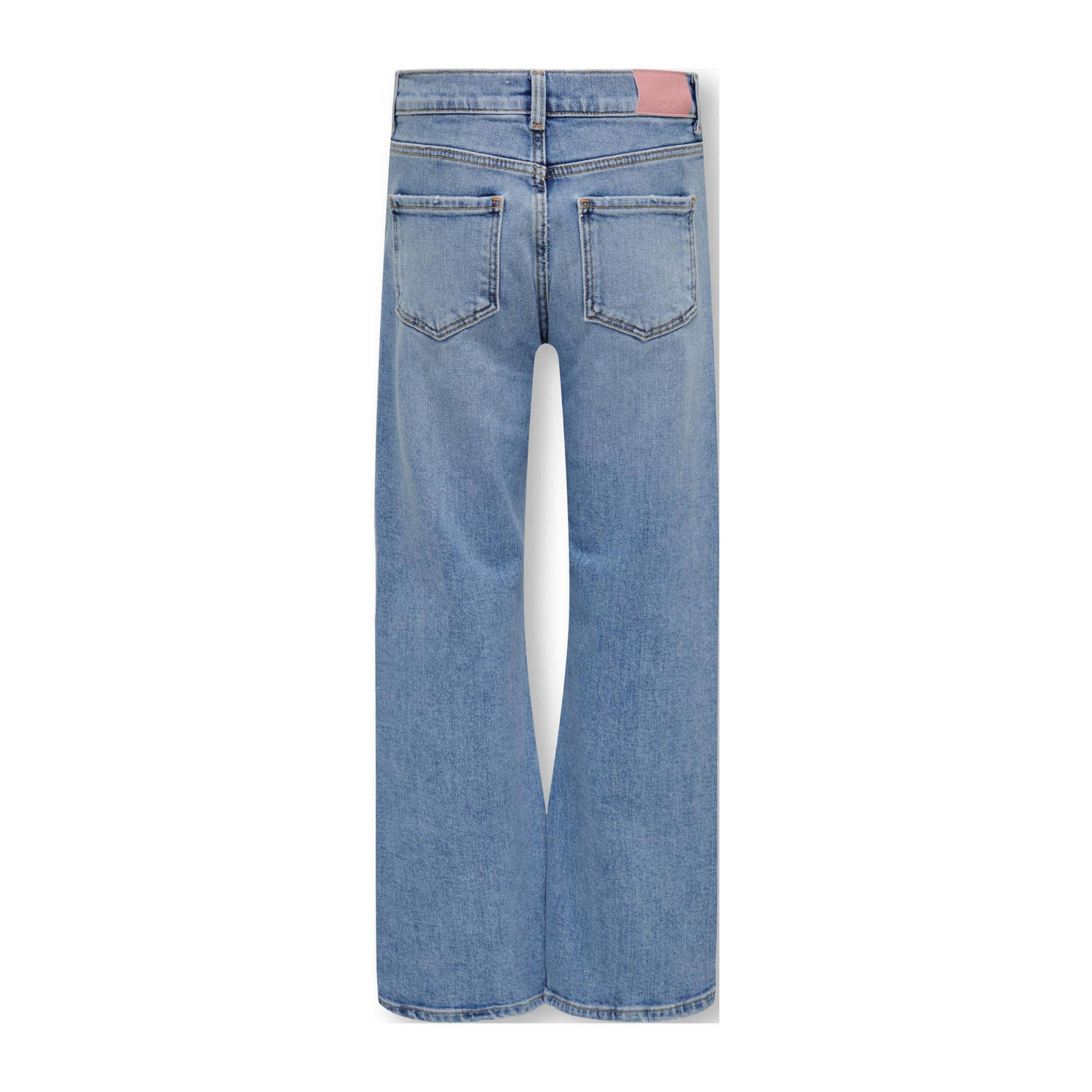 ONLY KIDS GIRL wide leg jeans KOGASTA BARREL met slijtage light medium blue denim