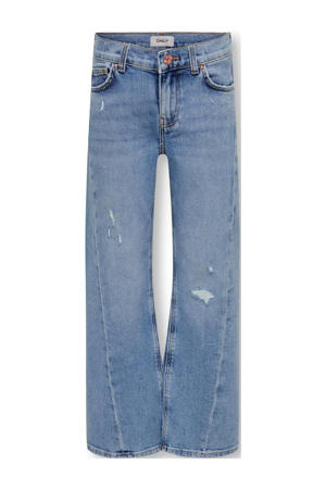 wide leg jeans KOGASTA BARREL met slijtage light medium blue denim