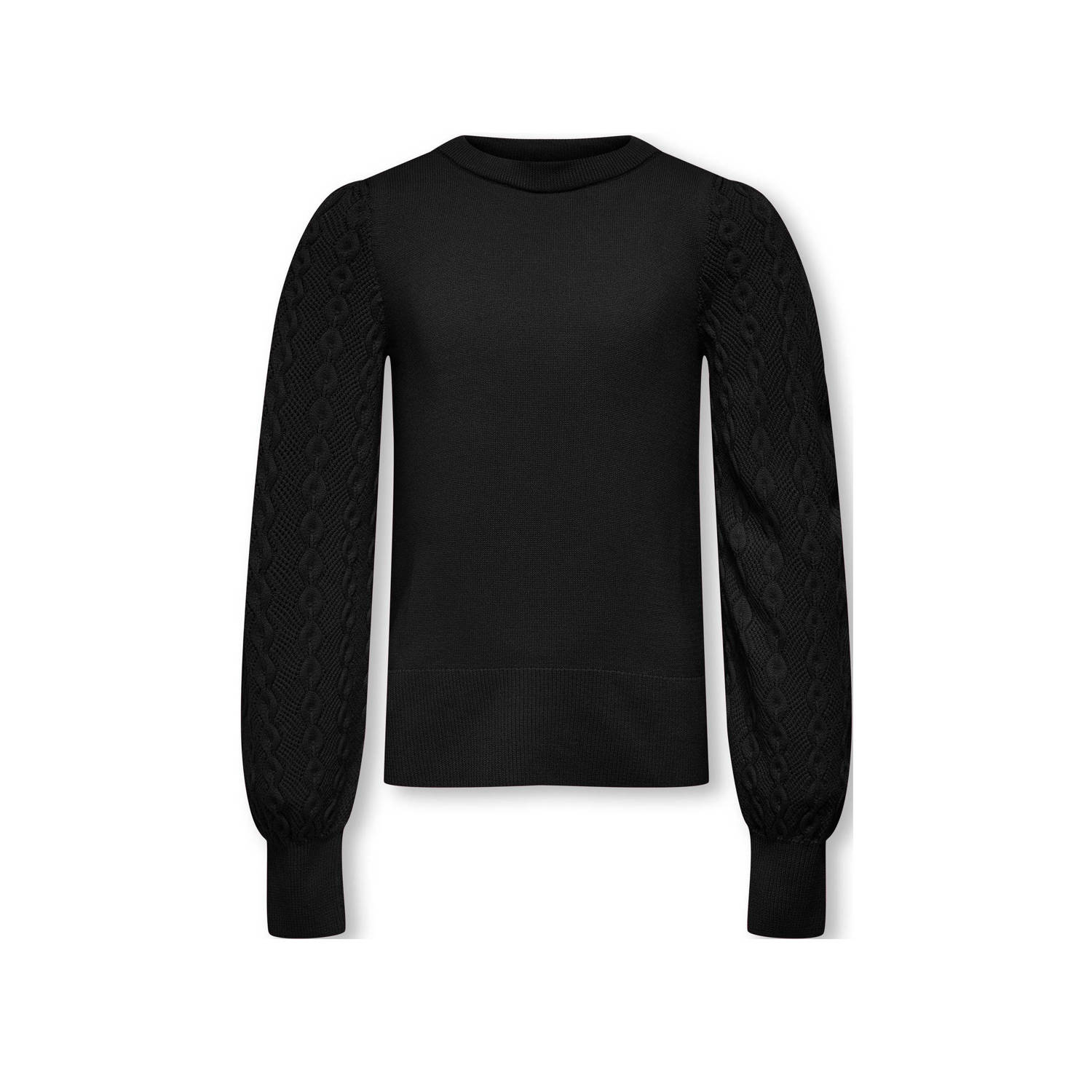 Only KIDS GIRL fijngebreide trui KOGSYLVIA zwart Meisjes Polyester Ronde hals 134 140