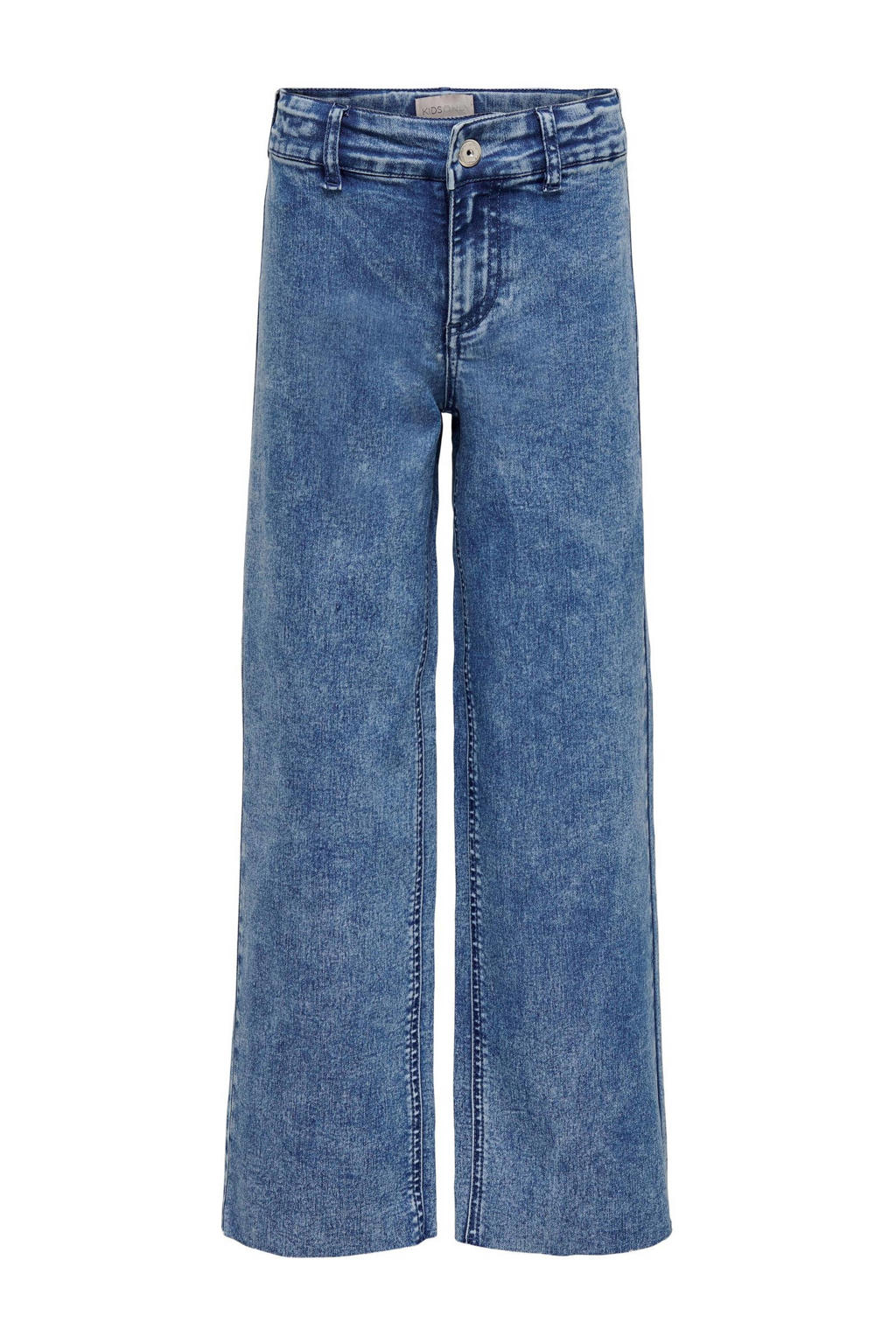 Medium blue denim meisjes KIDS ONLY GIRL wide leg jeans light van stretchdenim met regular waist en rits- en knoopsluiting