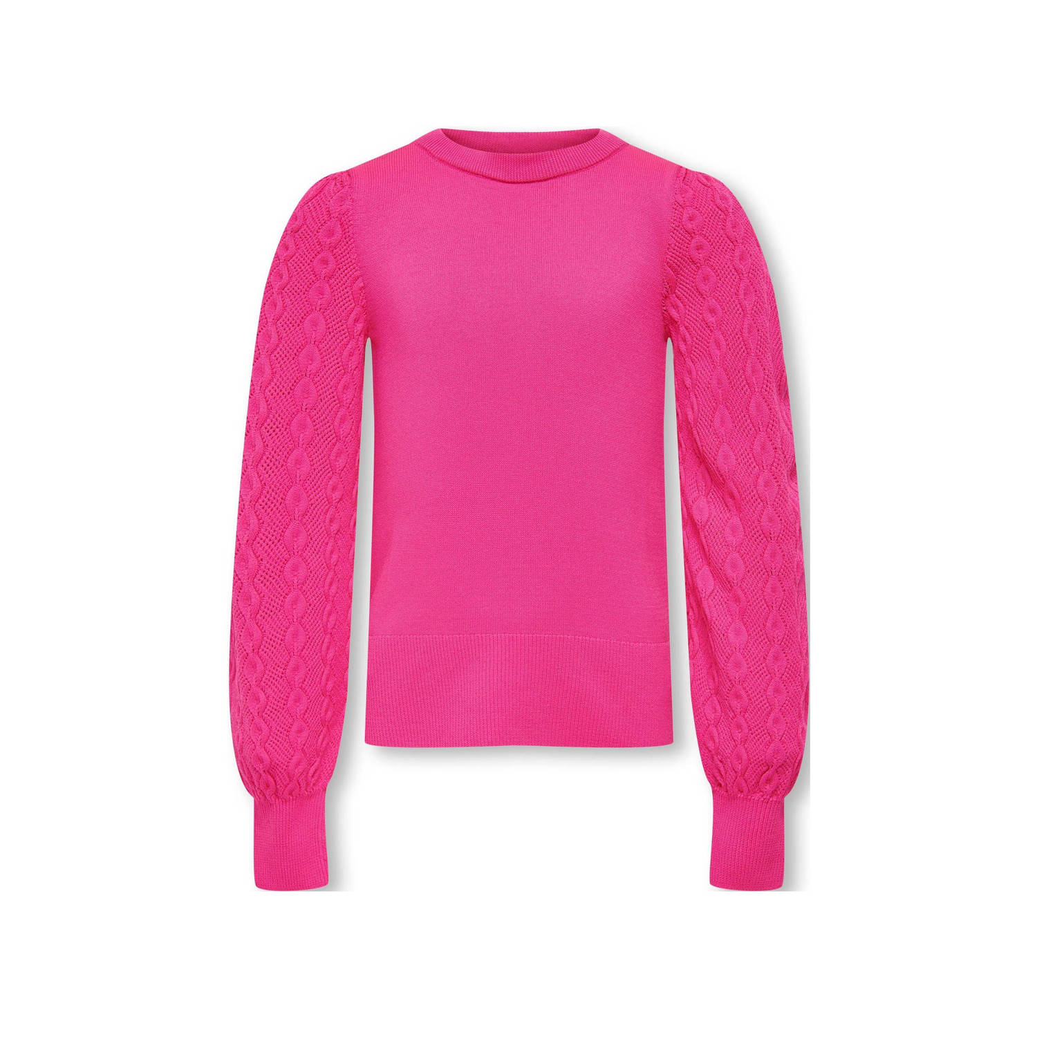 Only KIDS GIRL fijngebreide trui KOGSYLVIA fuchsia Roze Meisjes Polyester Ronde hals 134 140