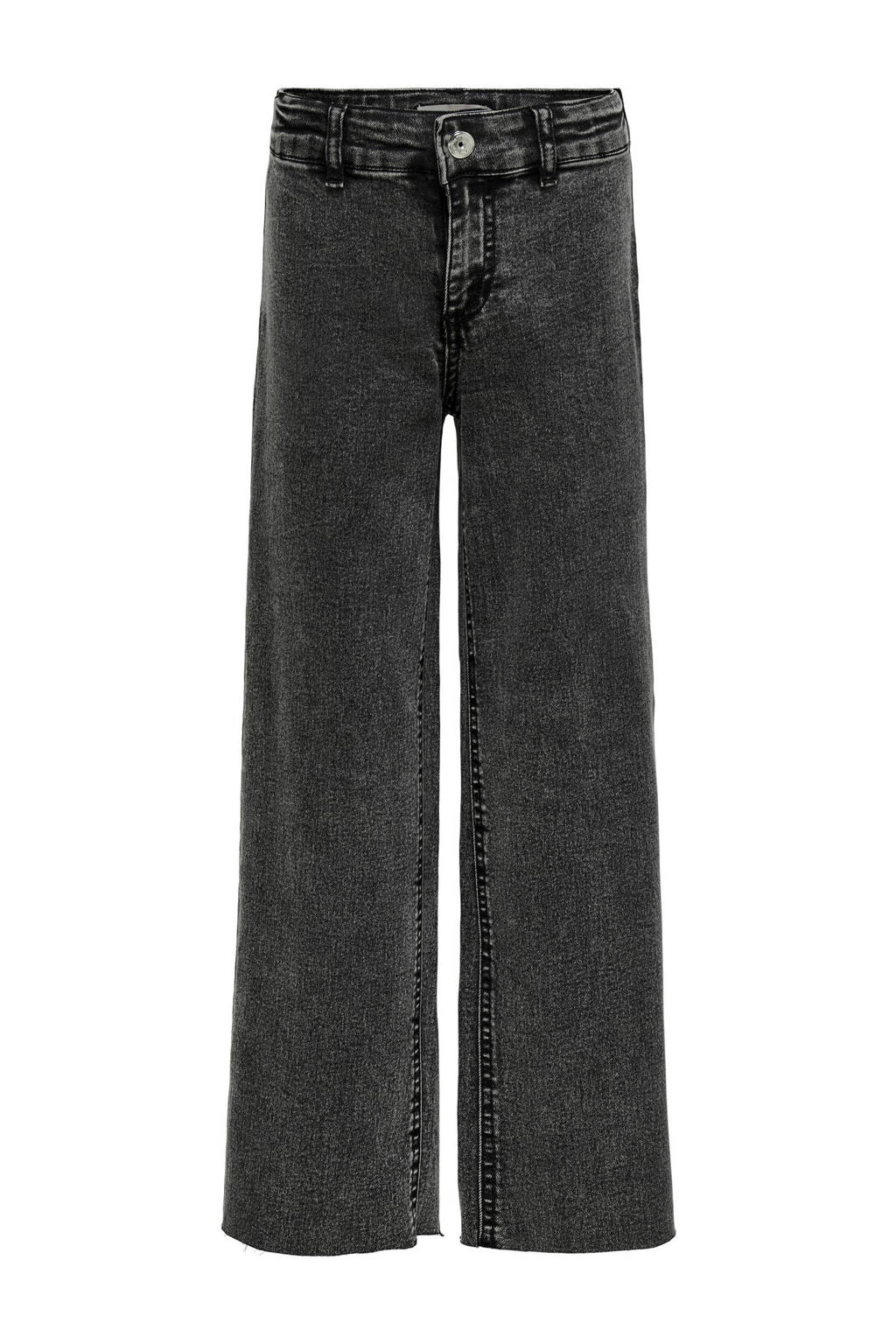 Black denim meisjes KIDS ONLY GIRL wide leg jeans van stretchdenim met regular waist en rits- en knoopsluiting