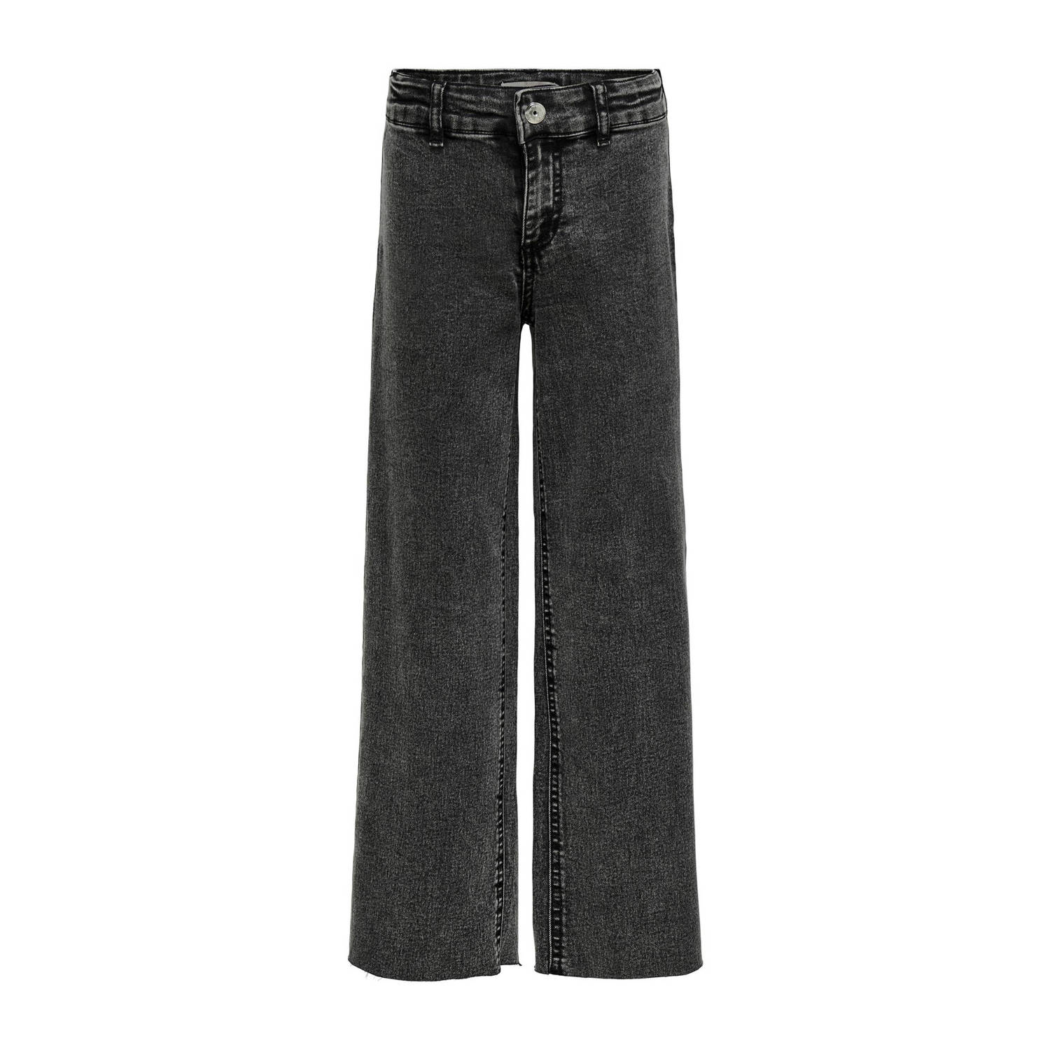 Only KIDS GIRL wide leg jeans KOGSYLVIE CLEAN washed black Zwart Meisjes Stretchdenim 116