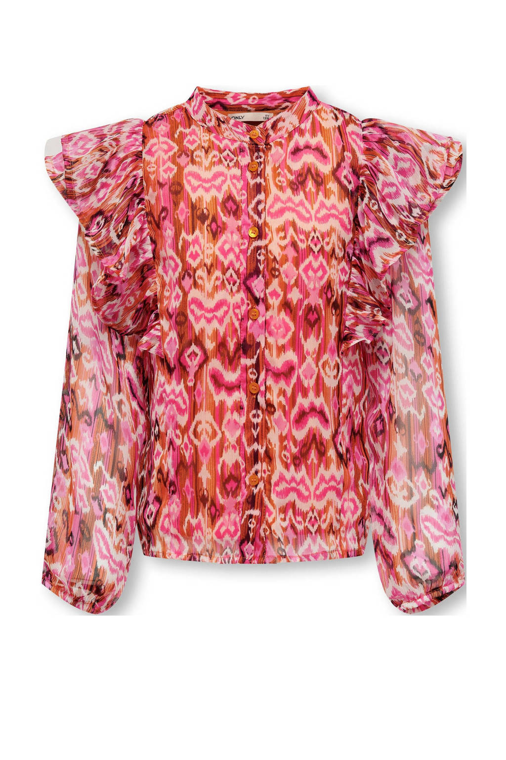 semi-transparante blouse KOGZABELLA met all over print roze/rood/oranje