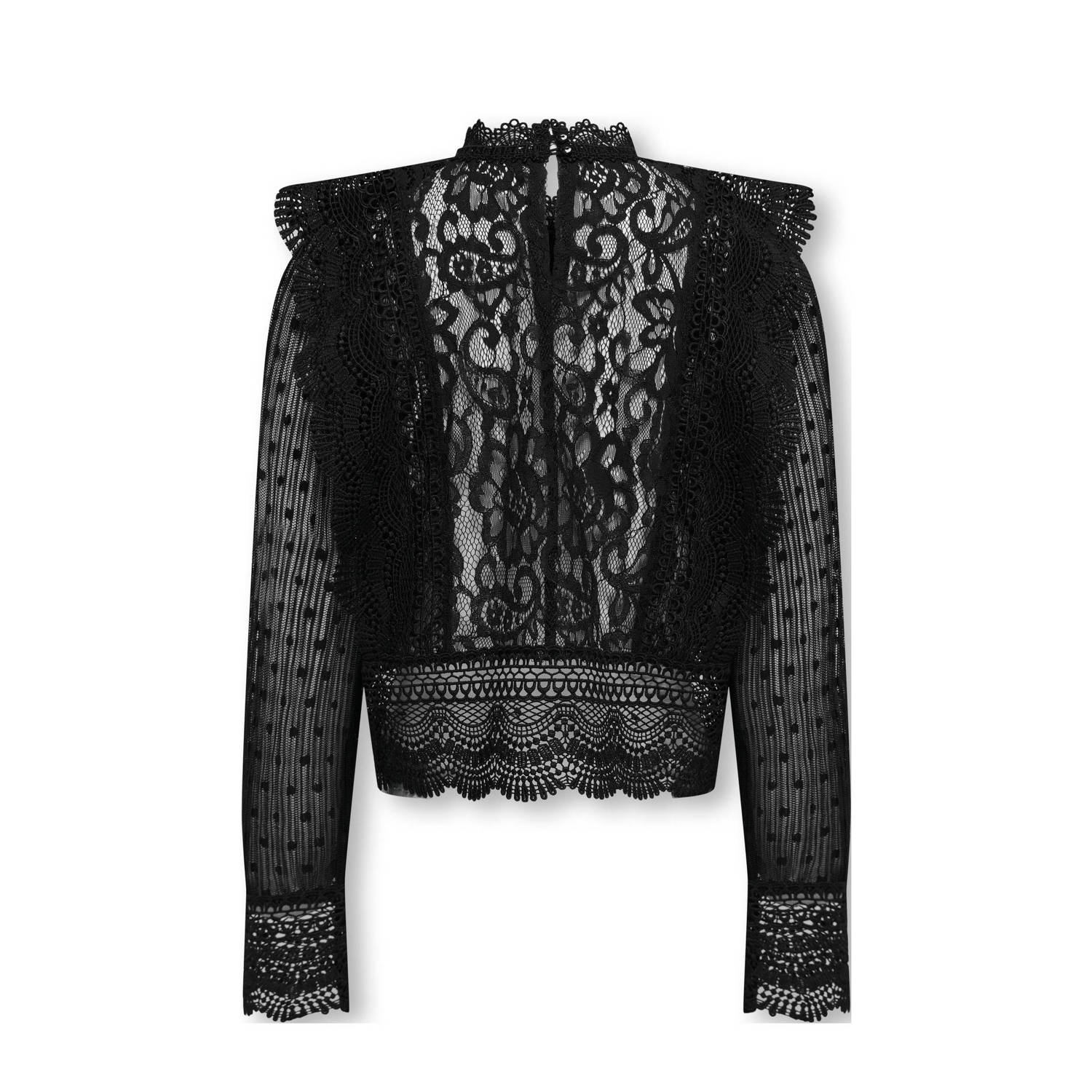 ONLY KIDS GIRL top met kant KOGELIANA zwart